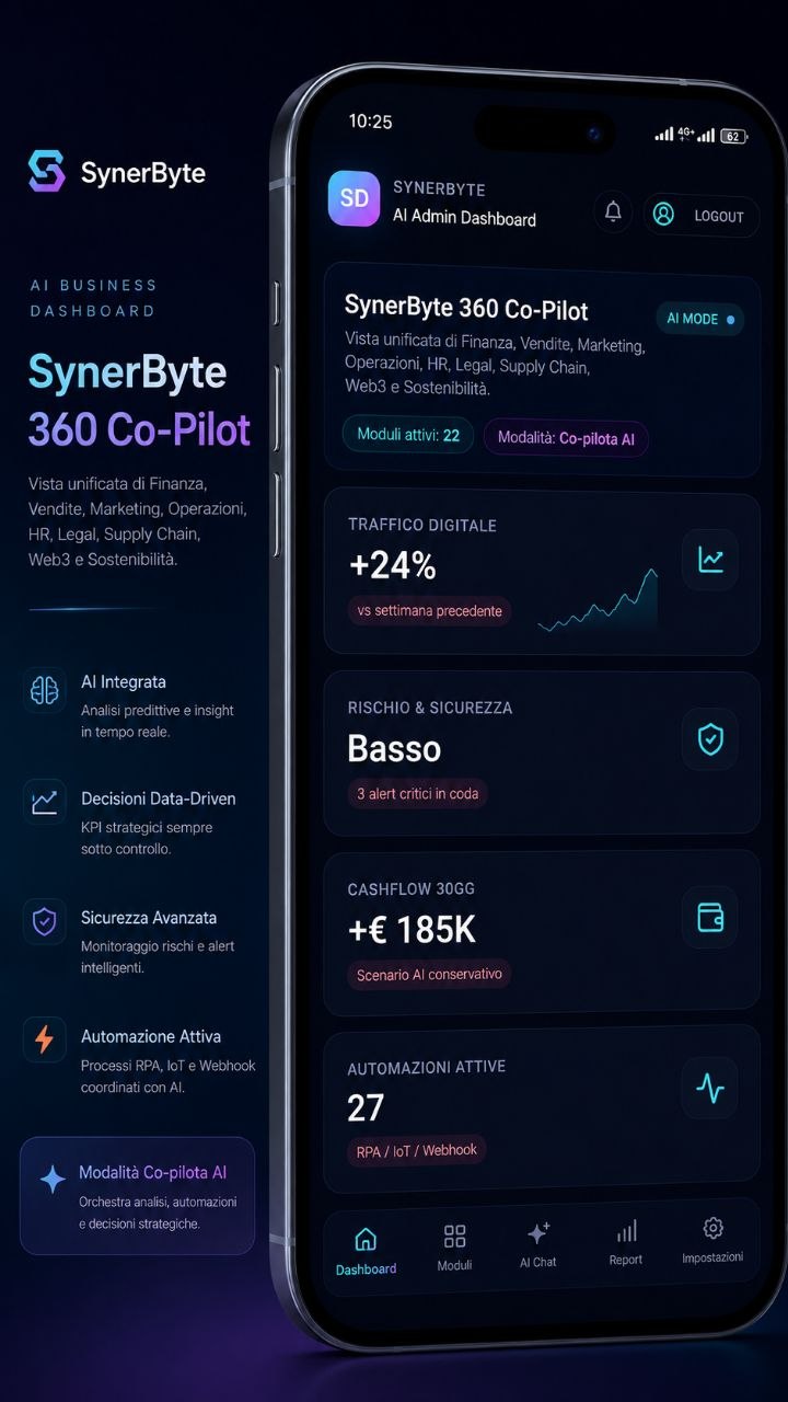 Dashboard business futuristica SynerByte 360